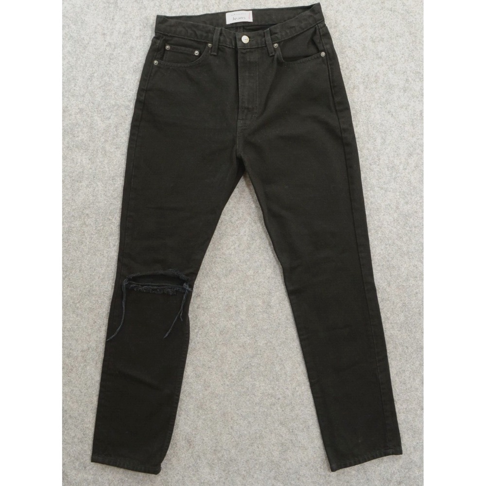 Reformation Jeans Womens 28 Black Julia High Rise Cigarette Zip Fly Stretch 90s